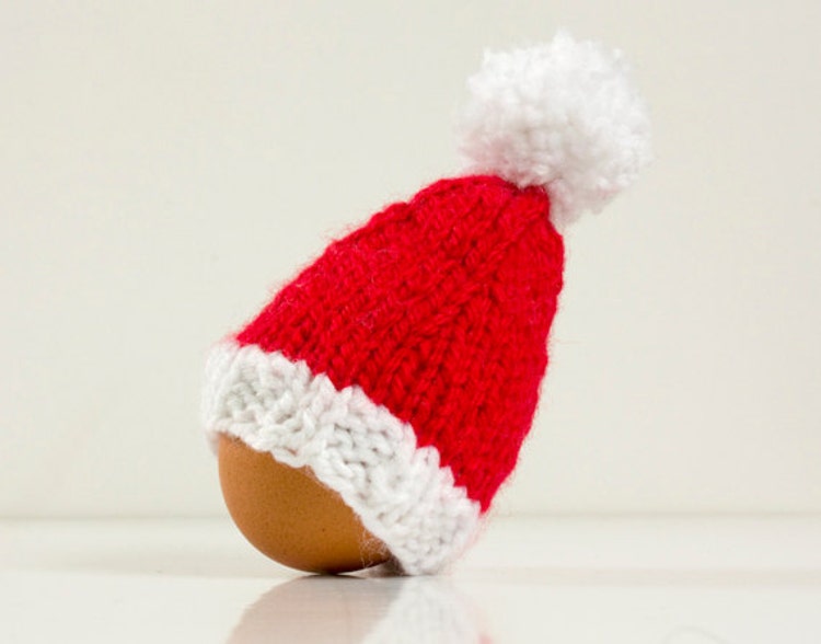 PDF Knitting Pattern Santa Hat Tea & Egg Cozies DIY by SCHandmade