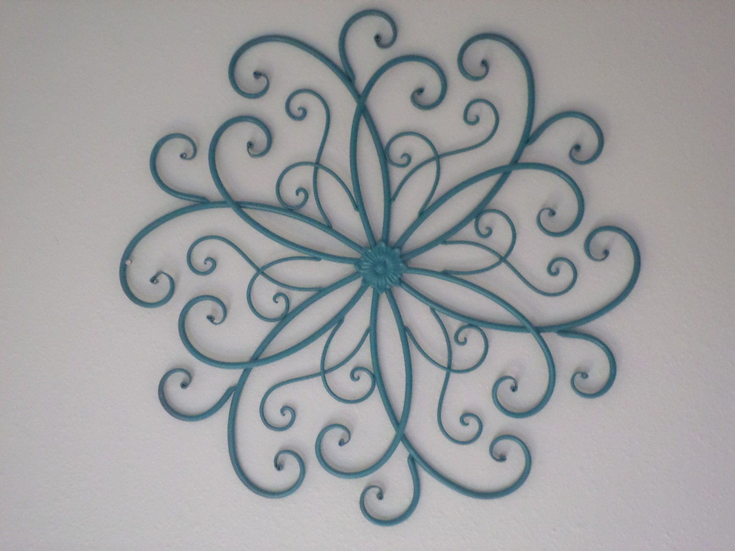 Shabby Chic TEAL Metal Scroll Wall Decor Iron by ThreeTwigsDesigns