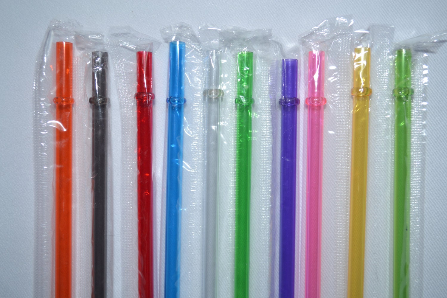 10 Reusable 9 Inch Clear Solid Straws with Rings BPA