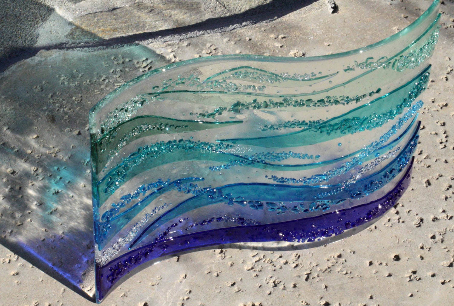 Fused Glass Art Rolling Waves Made to Order