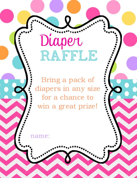 Digital Diaper Raffle Cards Inserts Printable DIY digital