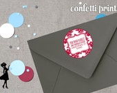 Printable Round Address Label - DANDY DAMASK Personalized Il_170x135