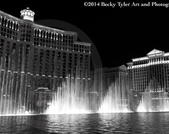 Bellagio Fountain Black and White Fine Art Photo Print