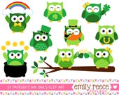 50% OFF - Saint Patrick's Day Owls Leprechaun Irish Cute Clip Art - Commercial Use - Scrapbooking Invitations Cards - Instant Download Il_170x135