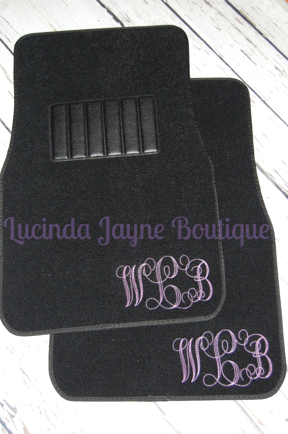 Monogrammed Black Car Floor Mats