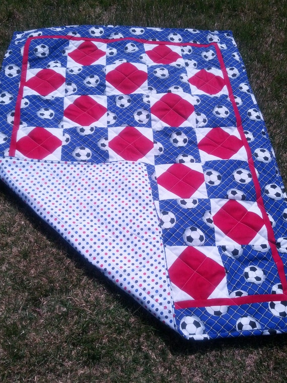 SALESoccer Ball Crib Quilt in Multi by NeNesQuilts on Etsy