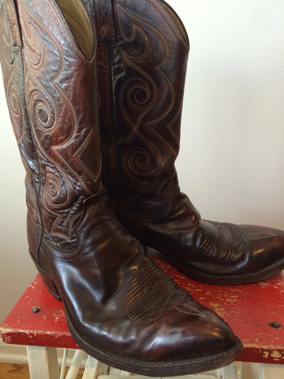 Vintage Dan Post Cordovan Cowboy Boots