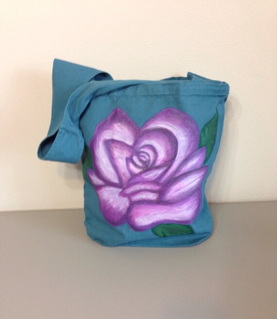 Purse with Hand Painted Rose by GulfLifebyNichole on Etsy