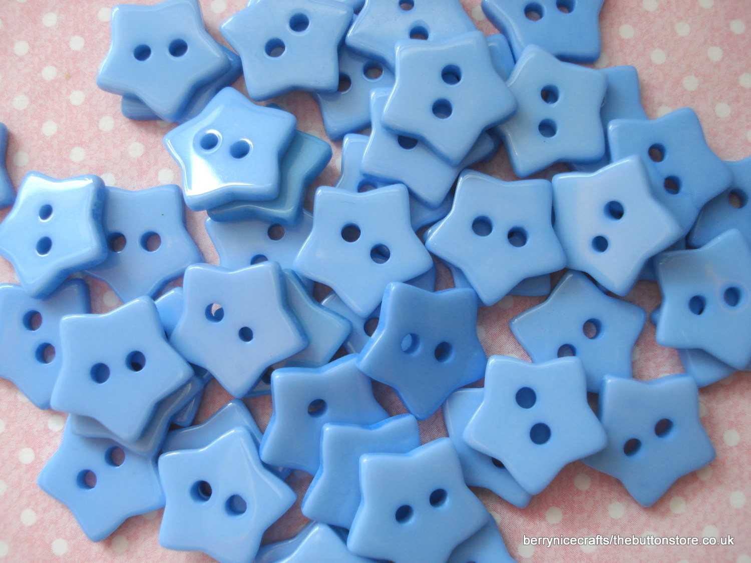 13mm Blue Resin Star Shape Buttons Pack of 20 Blue Star