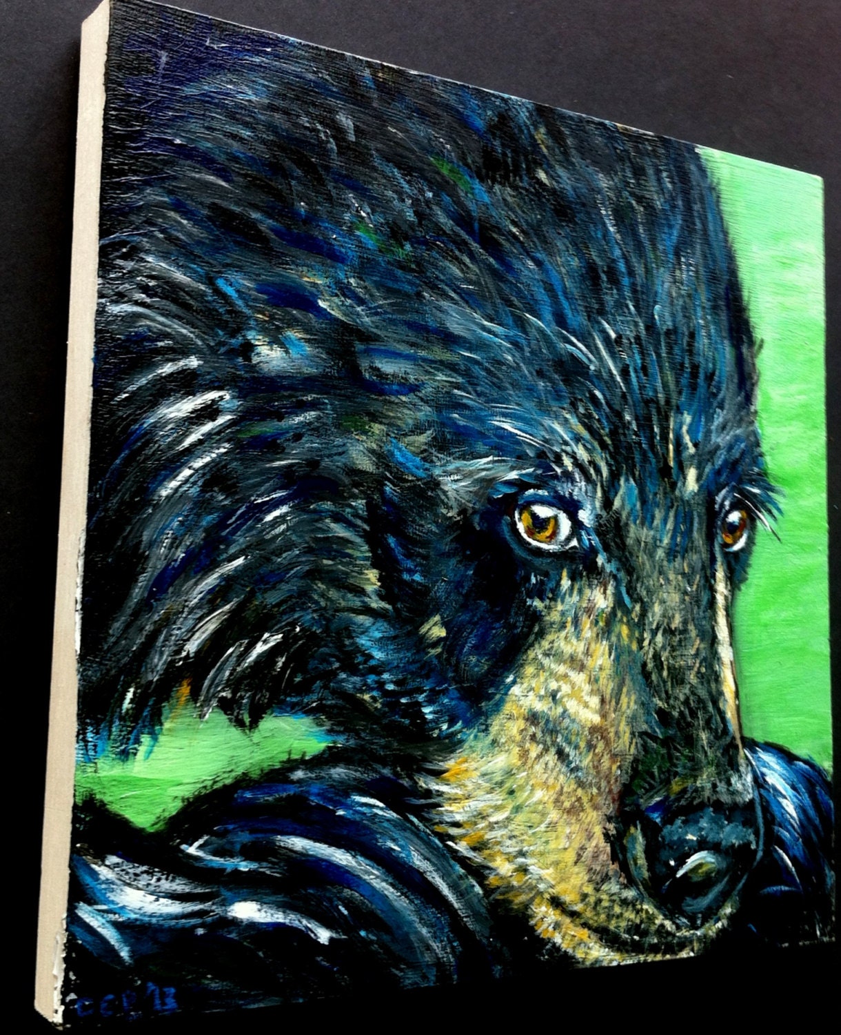 For Emily/Black Bear on Art Panel Original Acrylic Painting