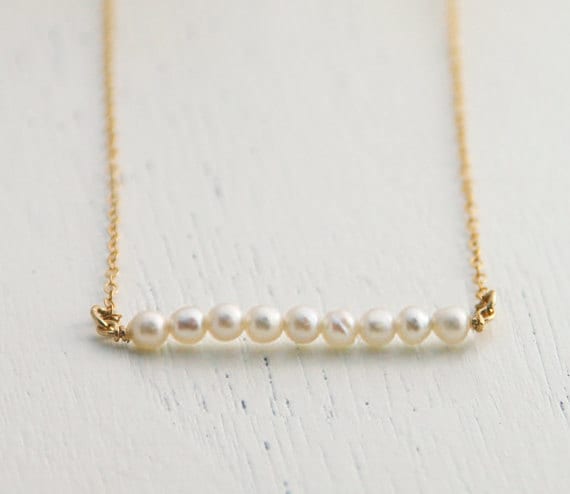 Pearl necklace tiny pearl necklace bridesmaid necklace gold