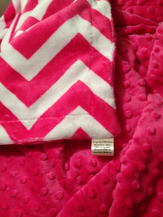 Minky Baby Blanket Pink Chevron Blanket Crib Blanket Pink