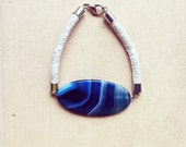 Large Blue Gemstone Bracelet- Bangle Bracelet, Statement Bracelet, Cord Bracelet, Birthstone Bracelet, Handmade Bracelet FREE SHIPPING