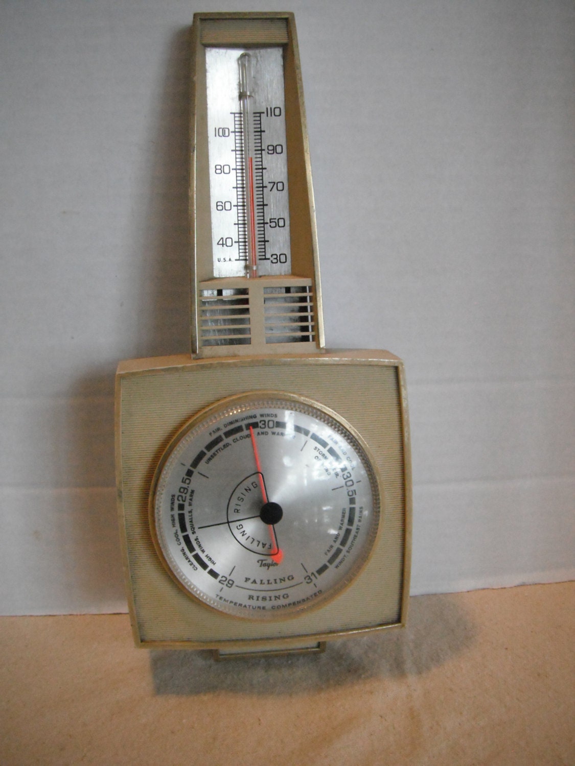 Vintage Taylor barometer/thermometer weather station wall