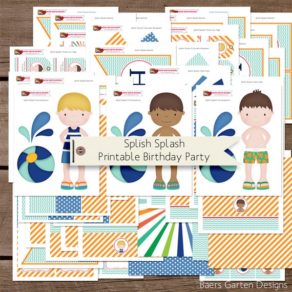Printable Birthday Party Collection Splish Splash for Boys - INSTANT DOWNLOAD Il_570xn