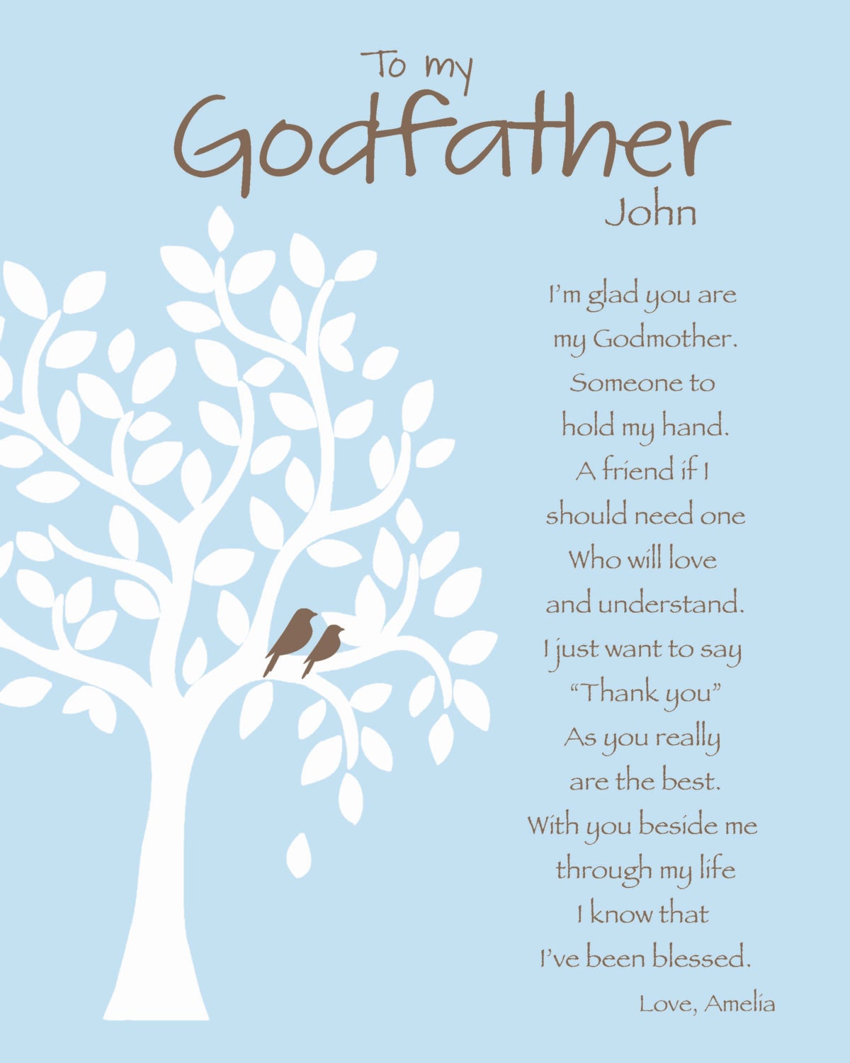GODFATHER Gift 8x10 Print Personalized by KreationsbyMarilyn