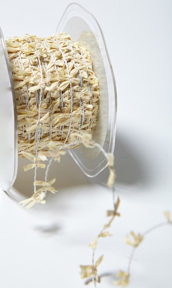 Raffia Paper Bows Wired String Ribbon NATURAL