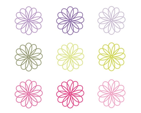 60% OFF SALE Spring, Cummer Clipart Flower Clipart, Nature Clipart Digital Clip Art for Girls Pink, Purple, Green Flowers Il_570xn