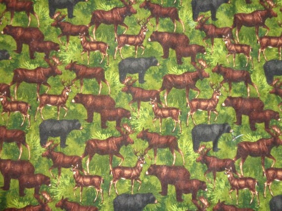 Moose+And+Bear+Fabric Moose/Bear/Deer Flannel Fabric by the Yard by DDDesighns on Etsy