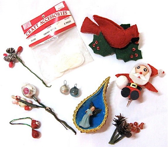 lot misc vintage christmas craft floral pick supplies lot misc vintage christmas craft floral pick supplies