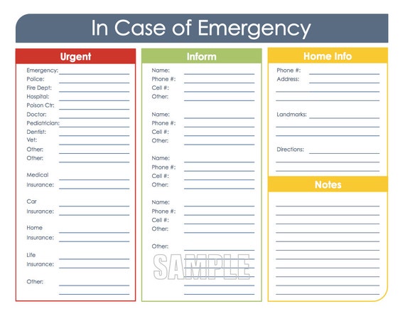 in case of emergency printable organizing pdf instant