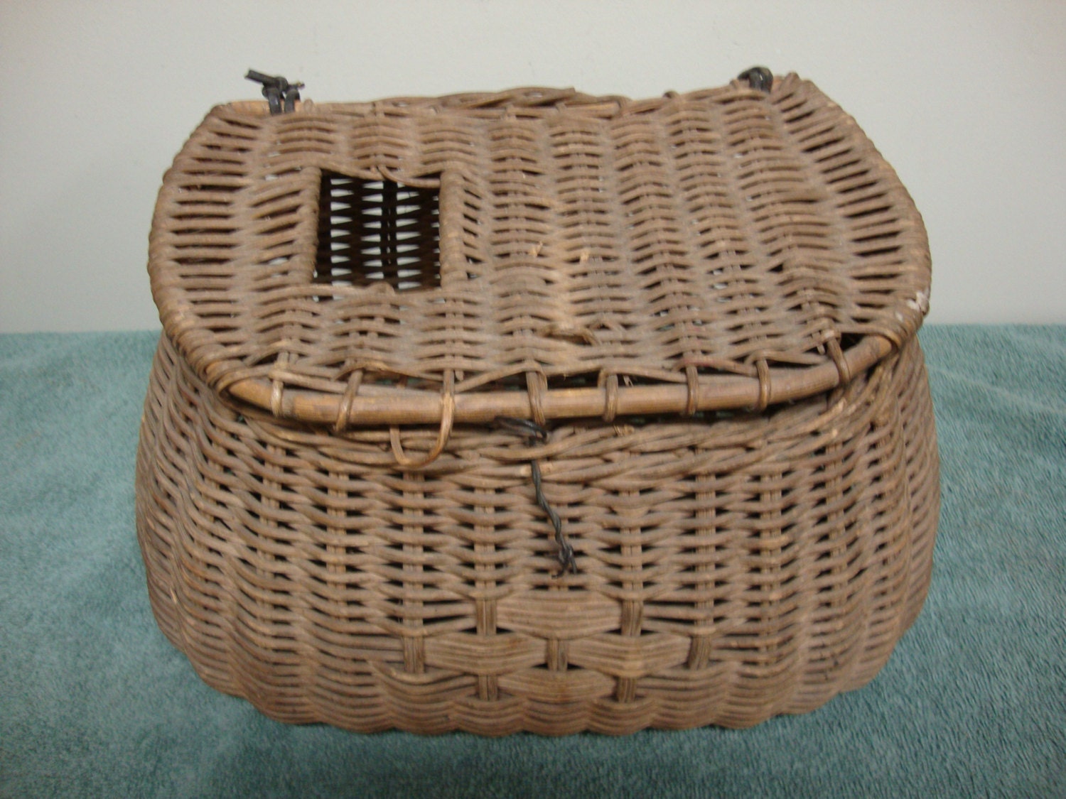 Antique Woven Basket Fishing Creel by edsfinds on Etsy