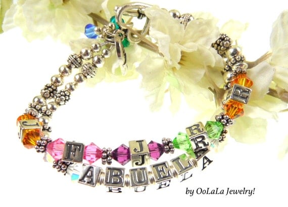 Abuela Bracelet, Abuela Jewelry, Abuela Necklace, Grandmother Jewelry, Grandmother Bracelet, Custom Name Bracelet, Family Jewelry, Heirloom