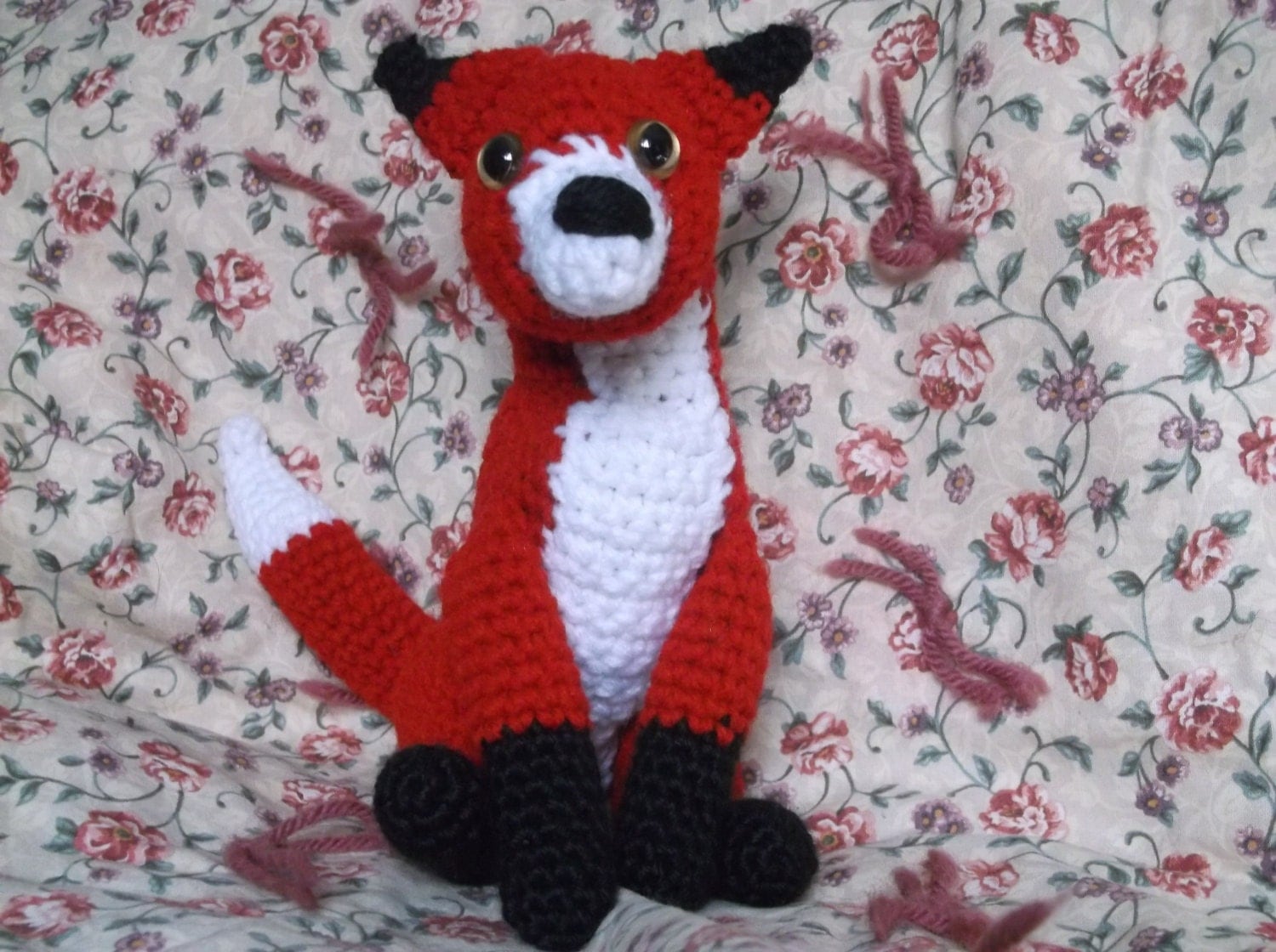 Medium Crochet Amigurumi Red Fox Ready to ship sitting fox