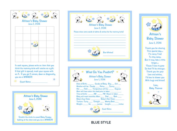 779 New baby shower game don't drop the baby 582 Baby Snoopy Moon and Stars Game Package #2   Bookmarks included! 