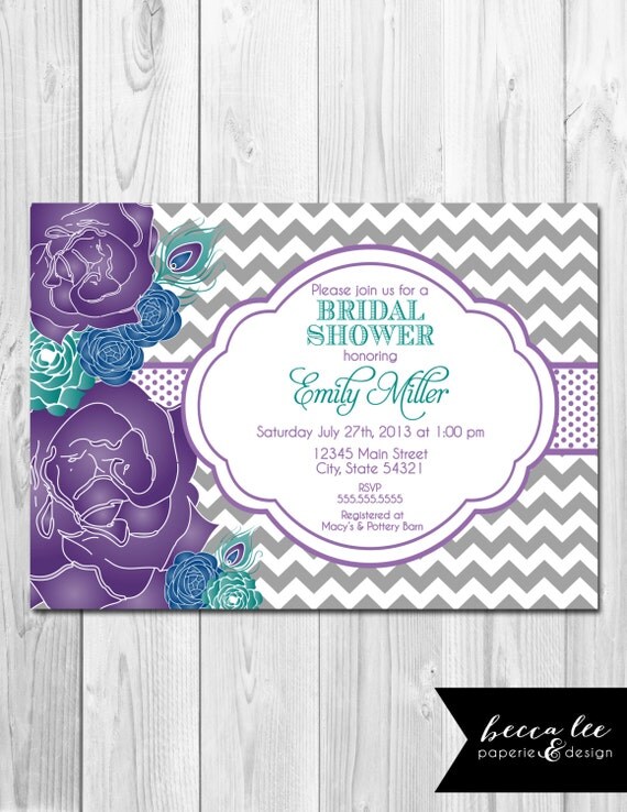 Bridal Shower, Birthday Party, Bachelorette Party, Engagement Party Invitation - Big Peacock Blooms - DIY - Printable Il_570xn