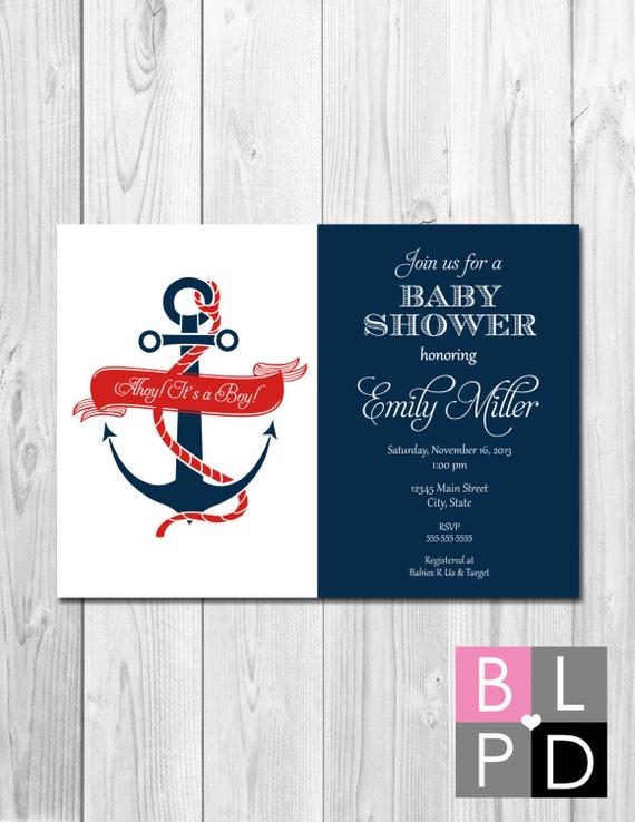 Nautical Baby Shower Invitation - Ahoy Its A Boy - DIY - Printable Il_570xn