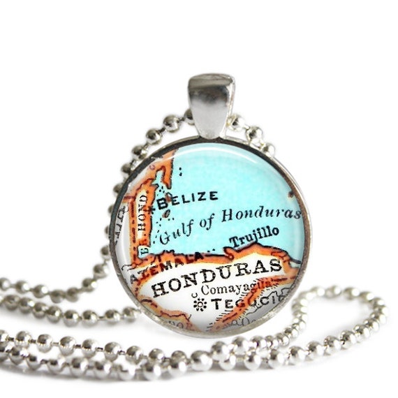 Belize Map necklace pendant charm Honduras Central America