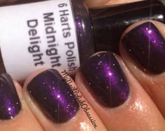 Midnight Delight blackened purple shimmer nail polish