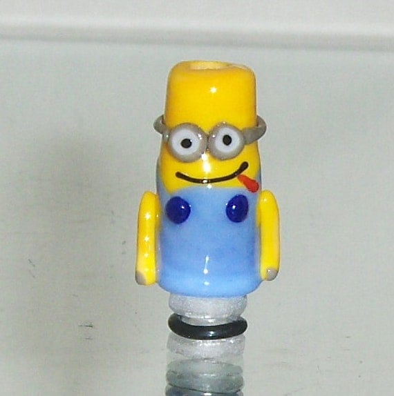 Items similar to MINION with his tongue out... Art glass drip tip by ...