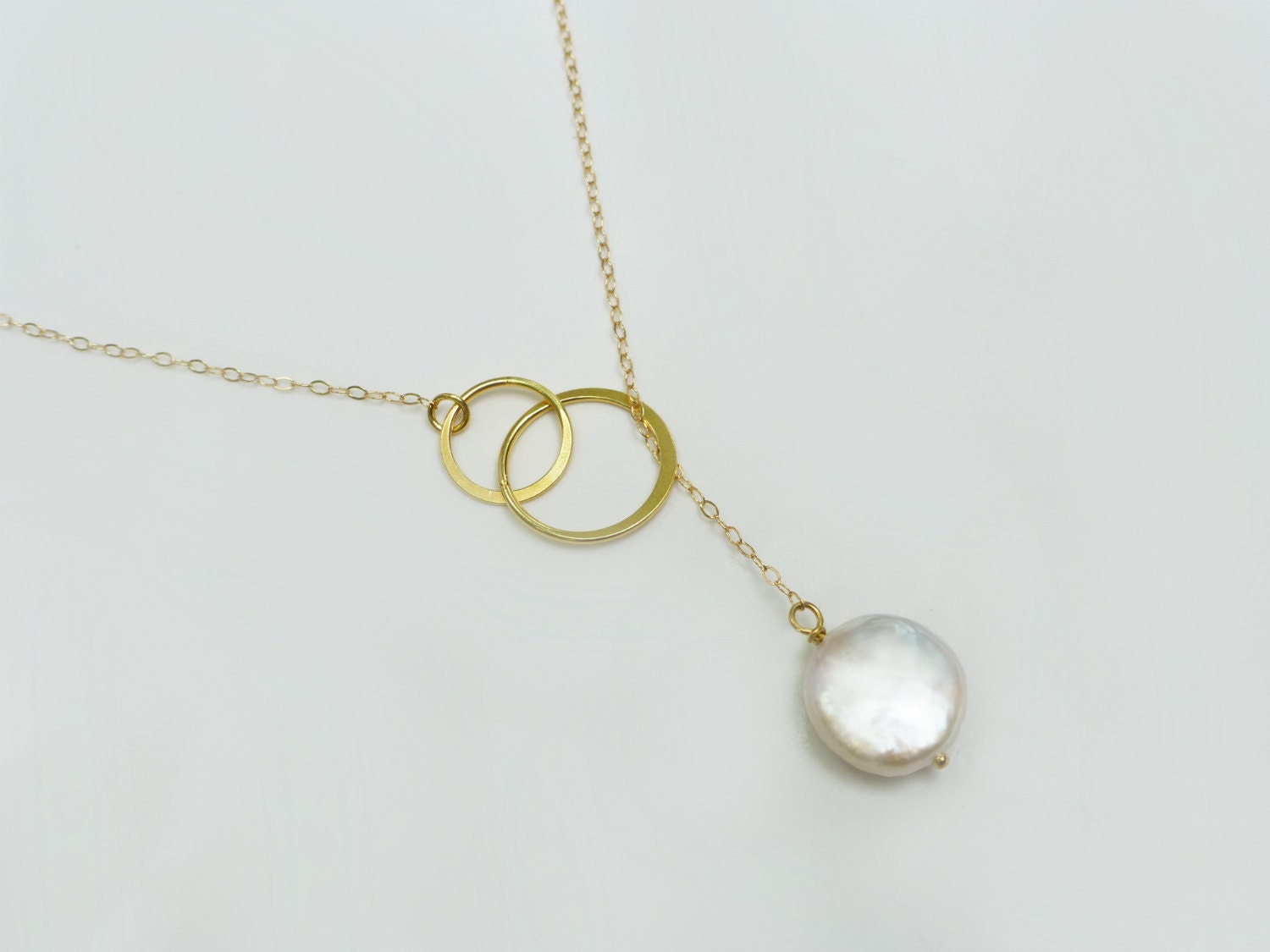 Freshwater Pearl Lariat Necklace Bridal Pearl Infinity