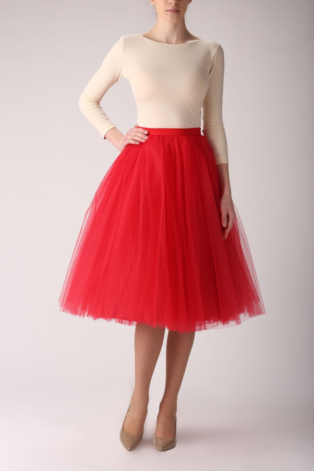 Red tulle skirt Handmade long skirt Handmade tutu skirt