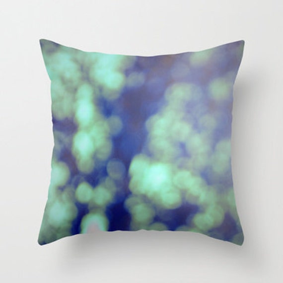 Green Throw Pillow Cover Includes Pillow Insert Bokeh