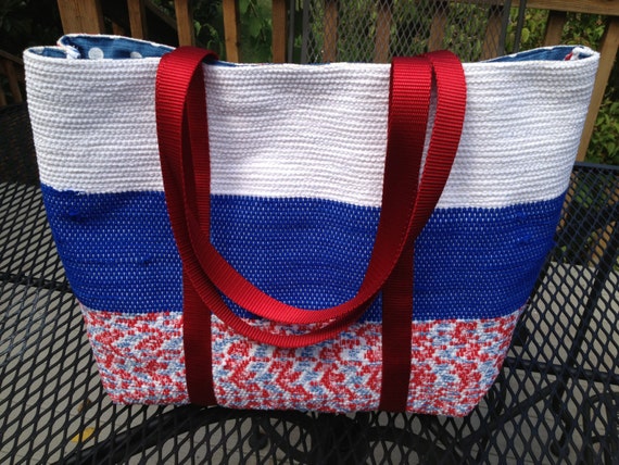 red and blue bag