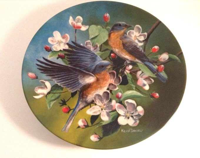 Bluebirds Plate, Birds of Your Garden Collection, Knowles Vintage Plate, Kevin Daniel, Gift For Christmas