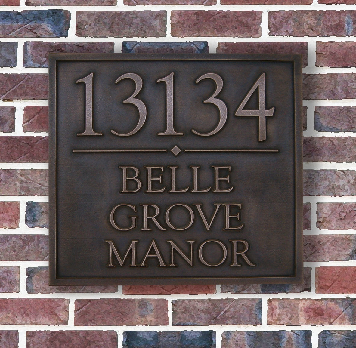 Square Address Plaque in Bronze with Brown Patina by ...