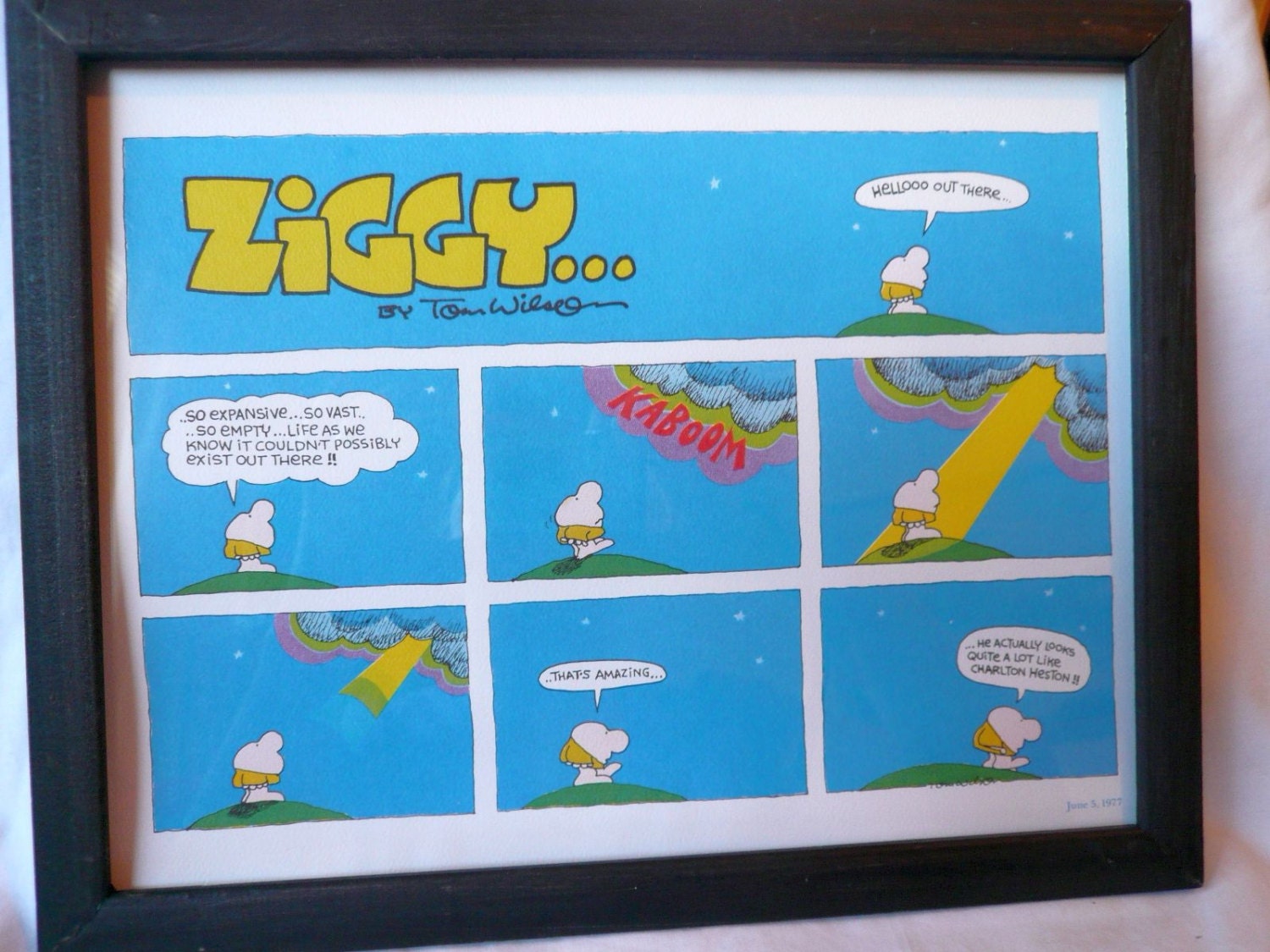 Vintage Ziggy Print Comic Strip Poster 1970s Art Charlton 4998