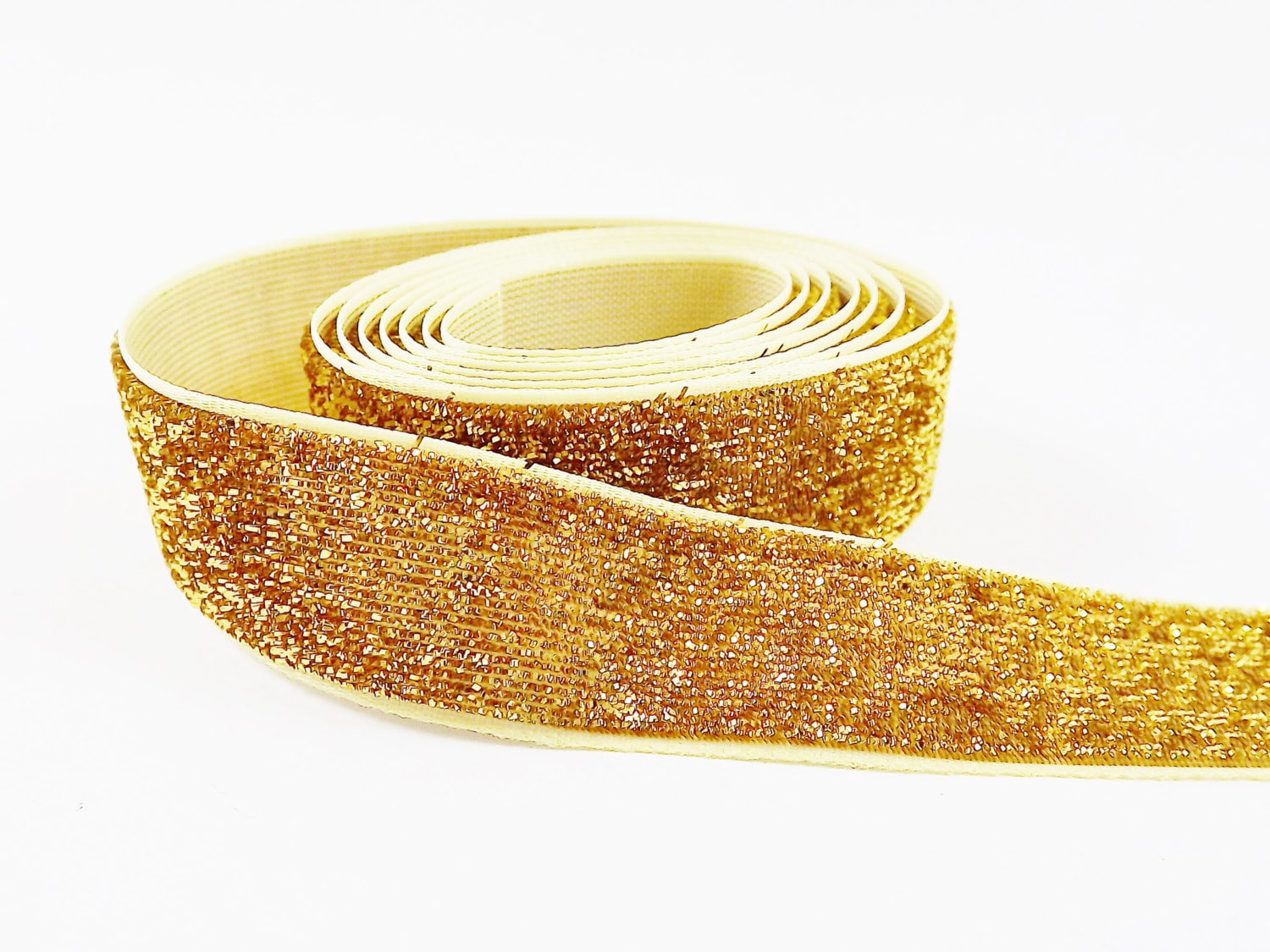 Gold 20mm 0.78 inch Glitter Ribbon Metallic Velvet Trim