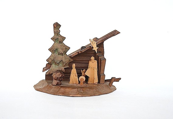 Erzgebirge Wood Nativity Scene Carved Wood Nativity Set