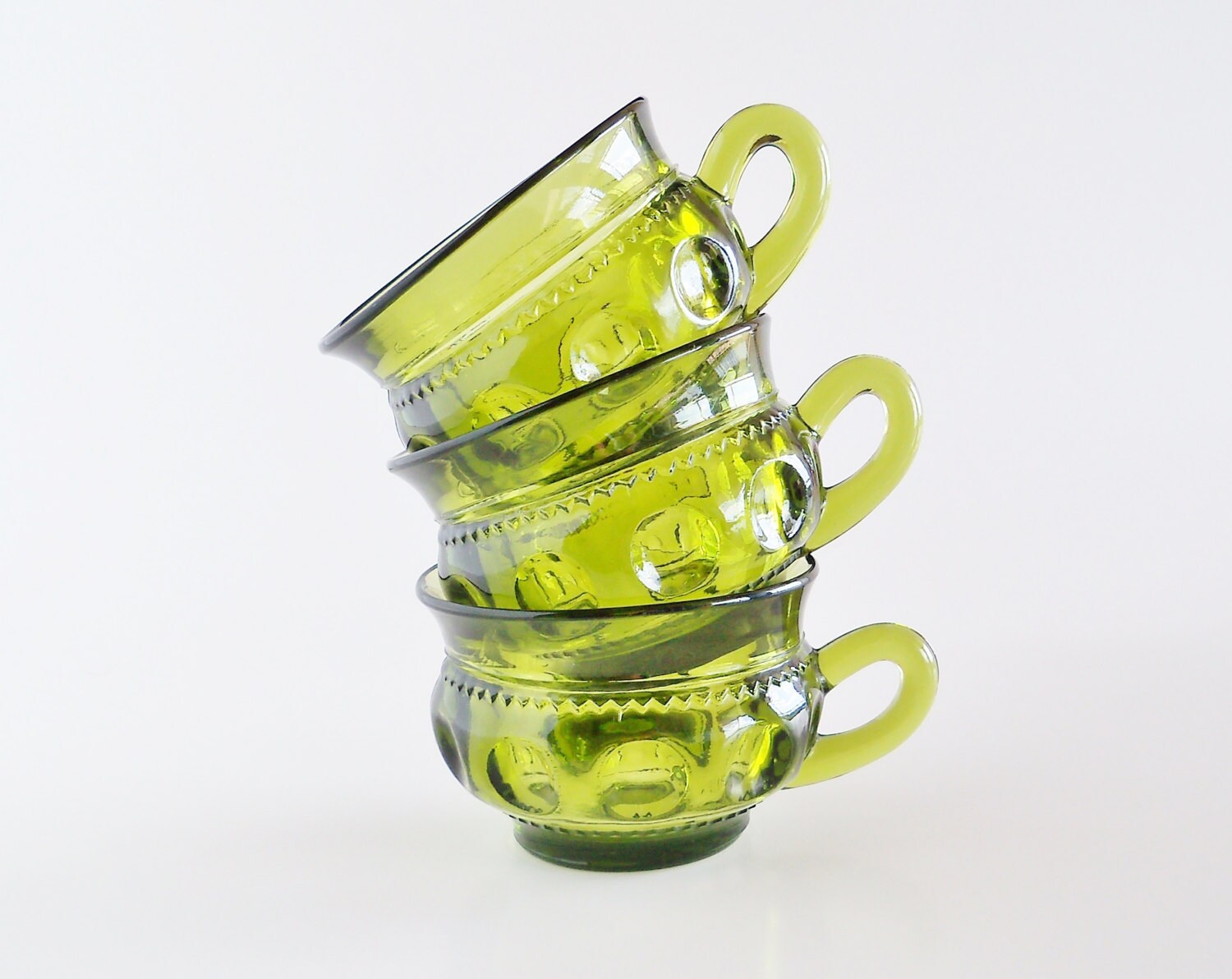 Avocado Green Glass Coffee Mugs Set Of 3 By Sunshinesurprises 0600