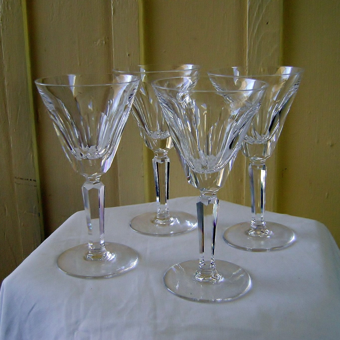 4 Waterford Crystal Claret Wine Glass Sheile Pattern Set