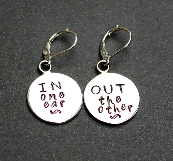 In one ear Out the other Earrings dangle sterling by CrossEarth