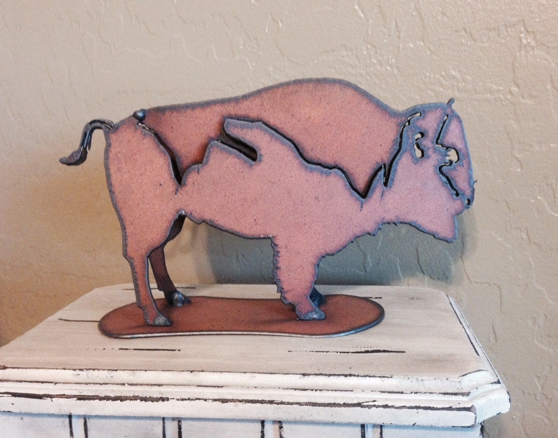 BUFFALO Yard Art made of rusty rustic rusted by TheRusticBarnAZ