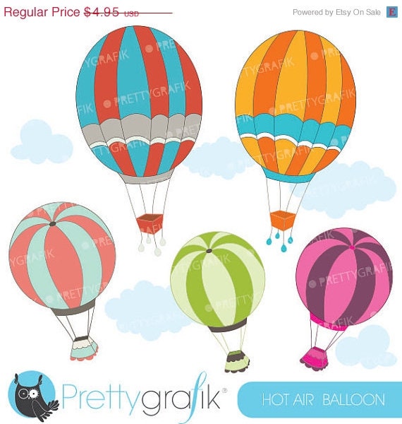 60% OFF SALE hot air balloon clipart commercial use, vector graphics, digital - CL543 Il_570xn