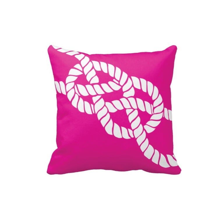 Custom Nautical Rope Knot Throw Pillow & CoverHot Pink and