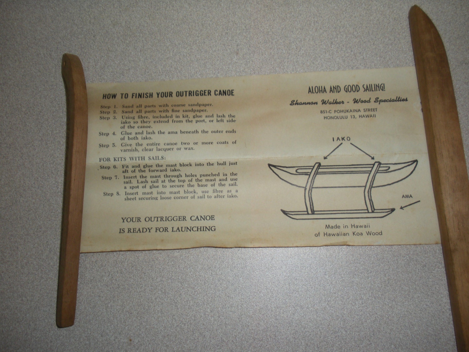 Hawaiian Outrigger Canoe Toy Model w/ Box Vintage Shannon